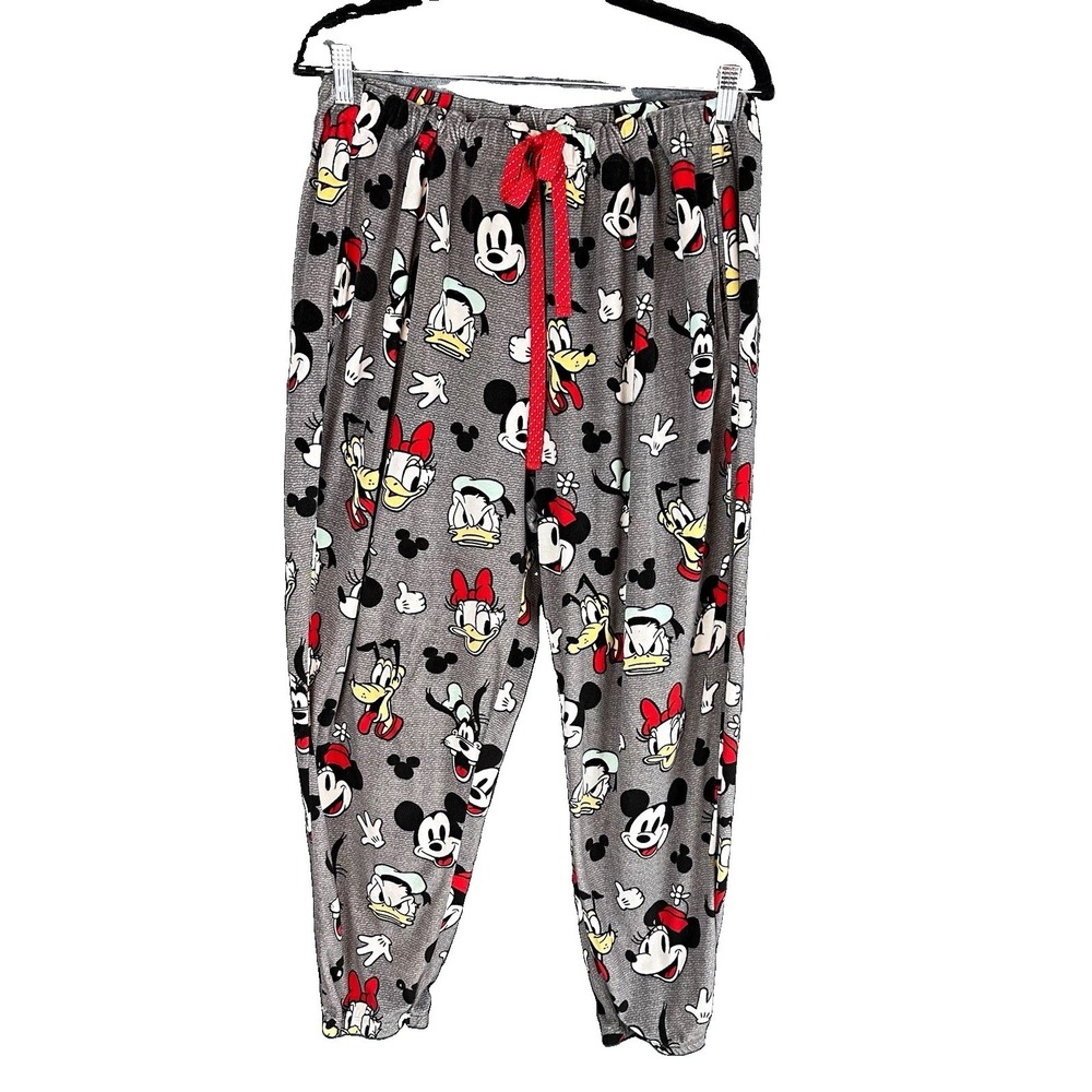 Disney Mickey & Friends Kids XL 16-18 Gray Fleece Lounge Pants Drawstring